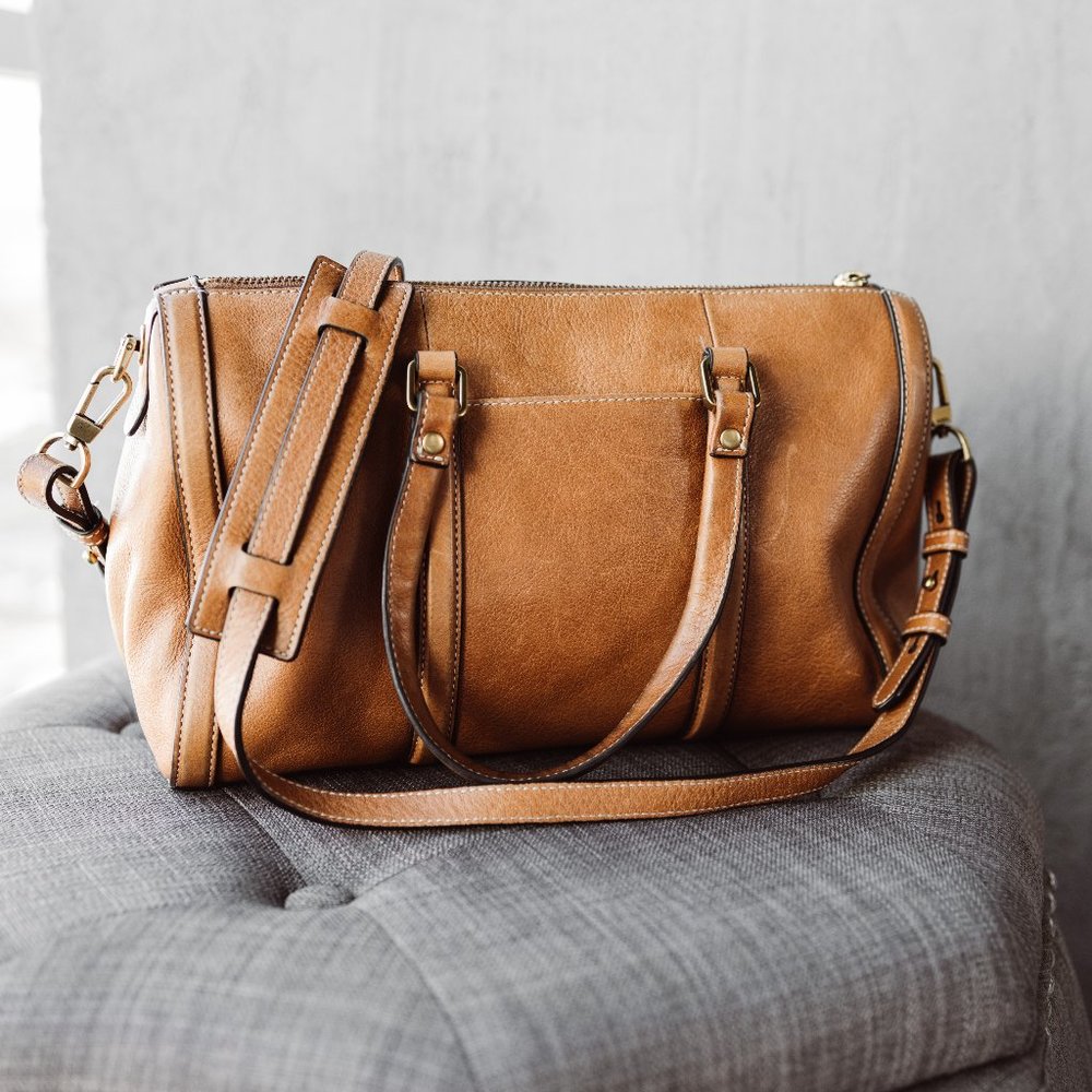 Fossil Brown Leather Hand bag Shoulder Purse